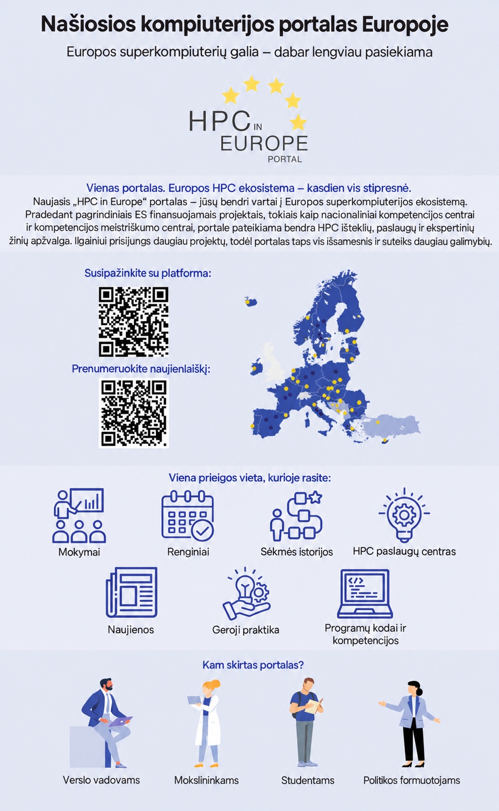 Portalo „HPC in Europe“ ekrano kopija